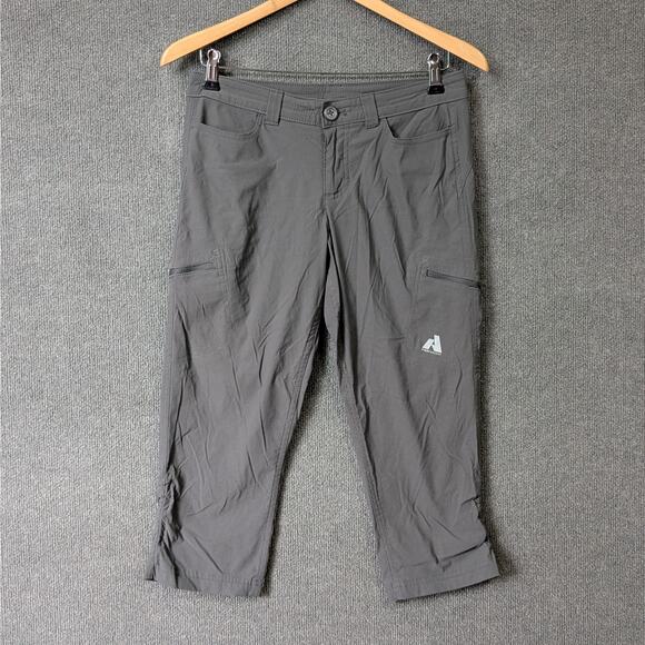 Eddie Bauer First Ascent Capri Pants Womens 2 Cinch Cargo Stretch Nylon Zip - Picture 1 of 13